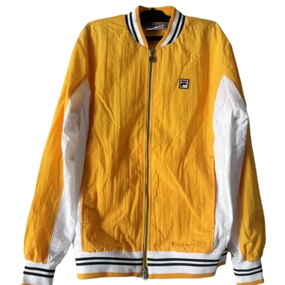 Fila Men's Vibrant Yellow and White Bomber Jacket